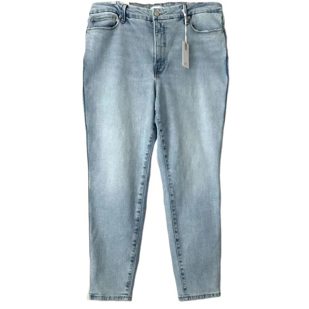 Good American Good Curve Skinny Crop Jeans Blue 15